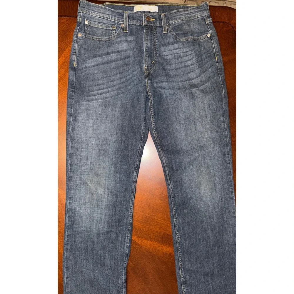 Levi Signature Men Straight Leg Jeans 34x32 Dark Blue Gold Label Incredibly Soft